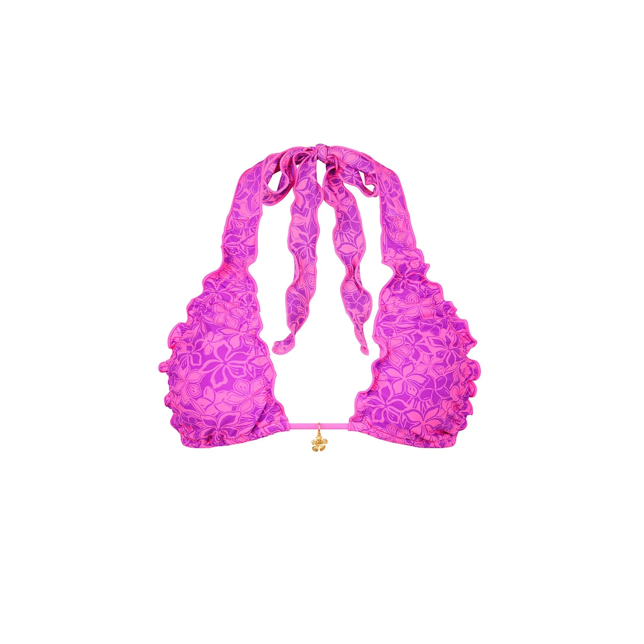 Lettuce Edge Halter Bikini Top - Bubble Berry sold by Kulani Kinis