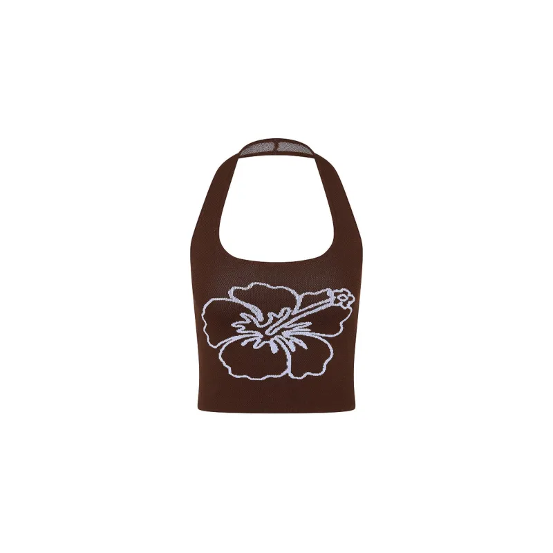 Knit Halter Tank Top - Espresso Bloom sold by Kulani Kinis