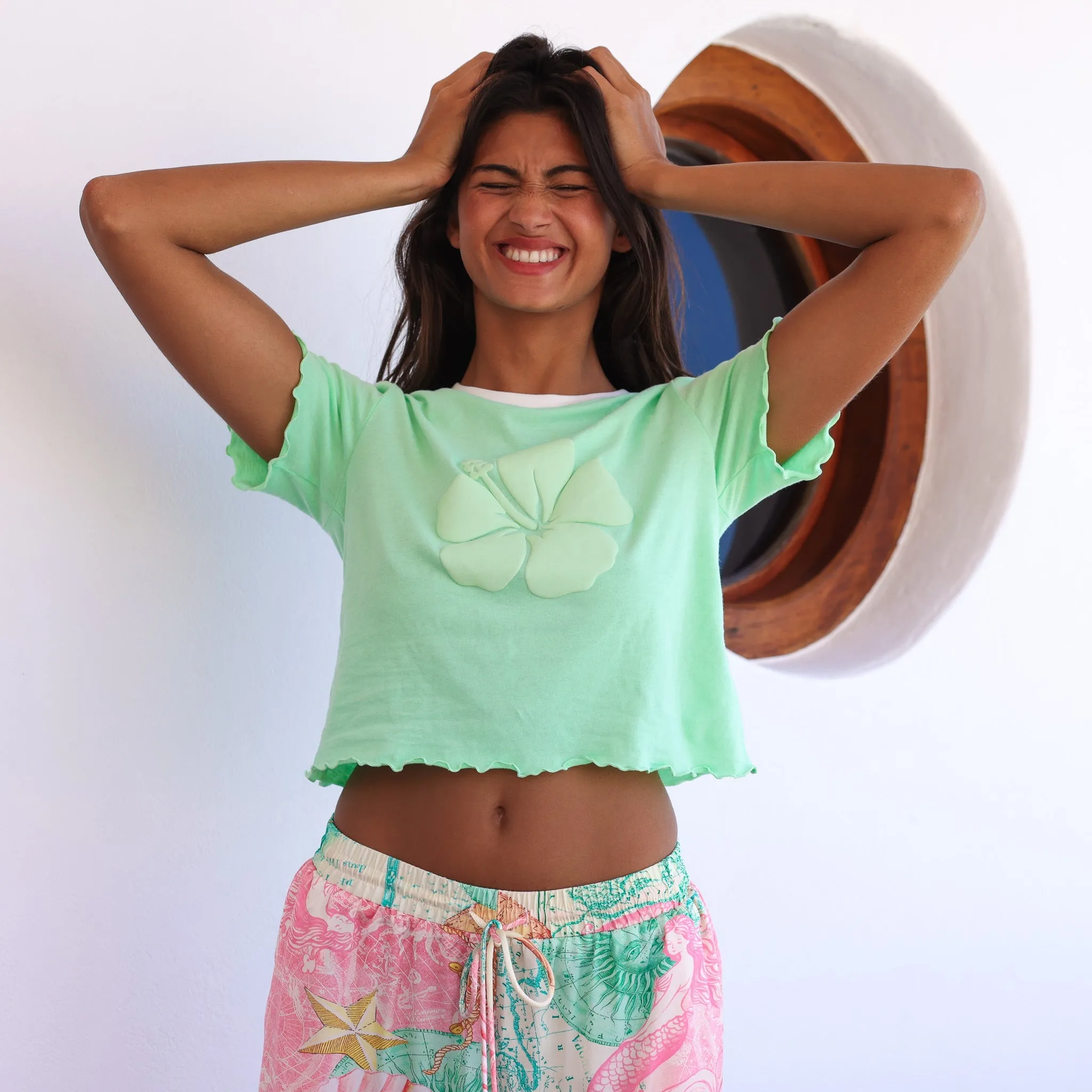 Lettuce Cropped Mini Tee - Apple Sorbet sold by Kulani Kinis product image thumbnail 2