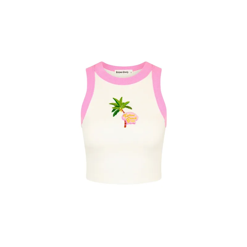 Embroidered Crop Tank Top - Island Rose sold by Kulani Kinis