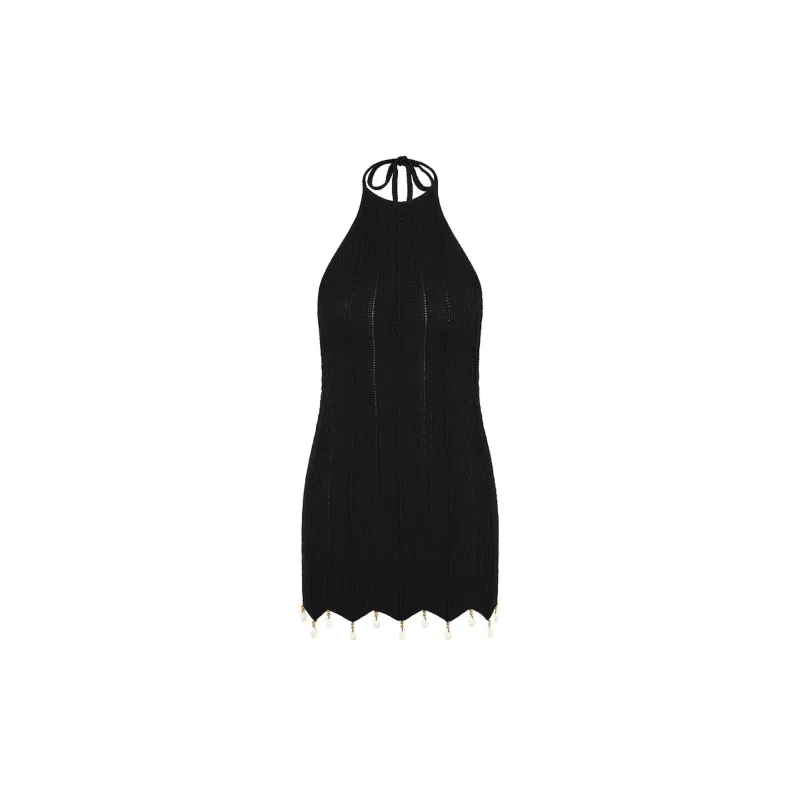 Chevron Knit Halter Mini Dress - Twilight Black sold by Kulani Kinis