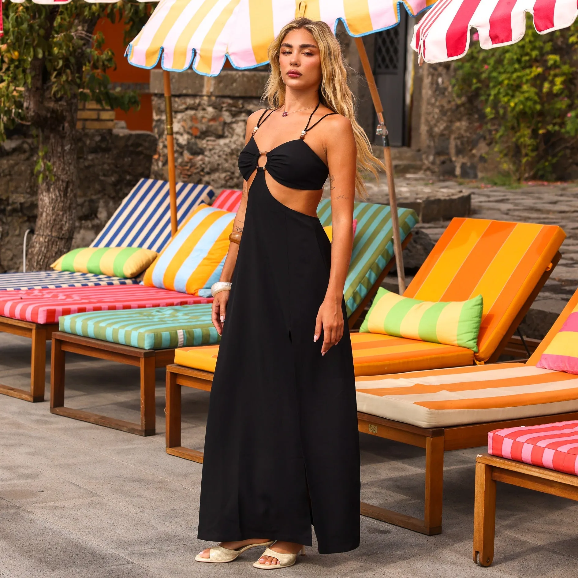 Beaded Cut Out Maxi Dress - Twilight Black sold by Kulani Kinis product image thumbnail 3