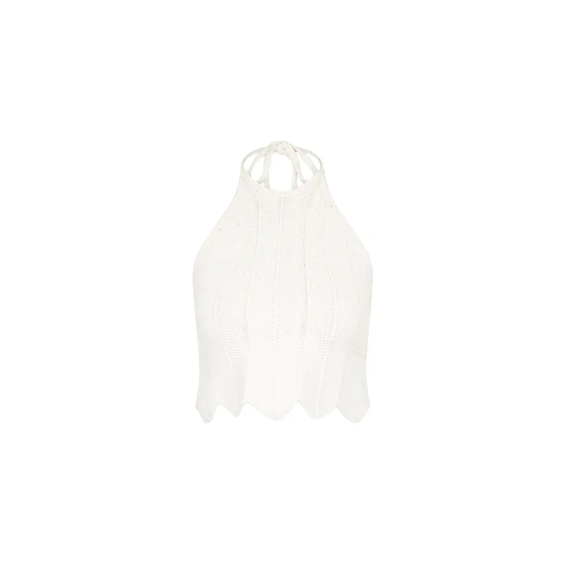 Chevron Knit Halter Crop Top - Whipped White sold by Kulani Kinis