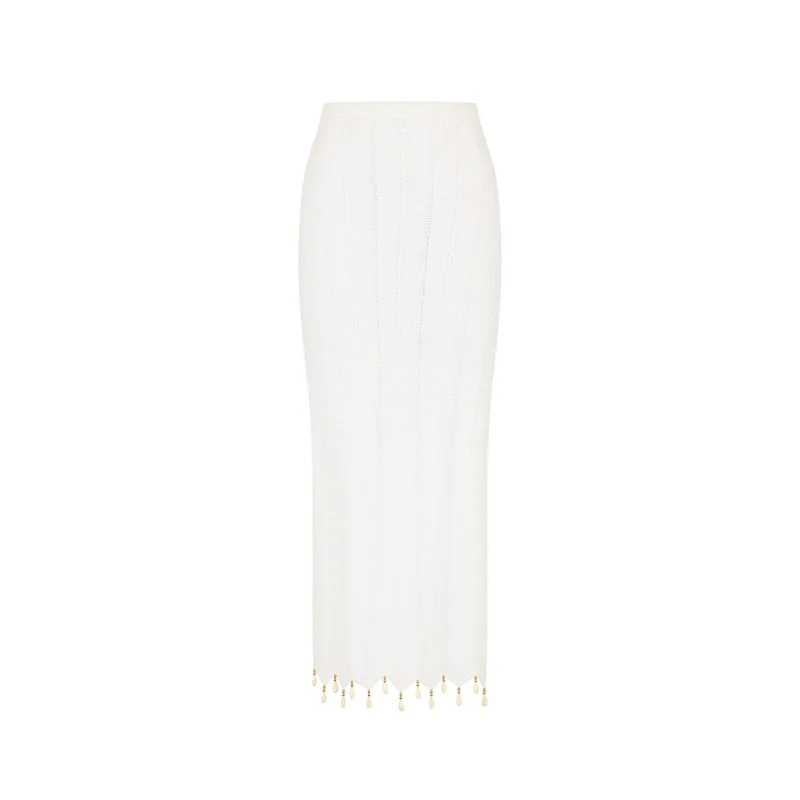 Chevron Knit Midi Skirt - Whipped White sold by Kulani Kinis