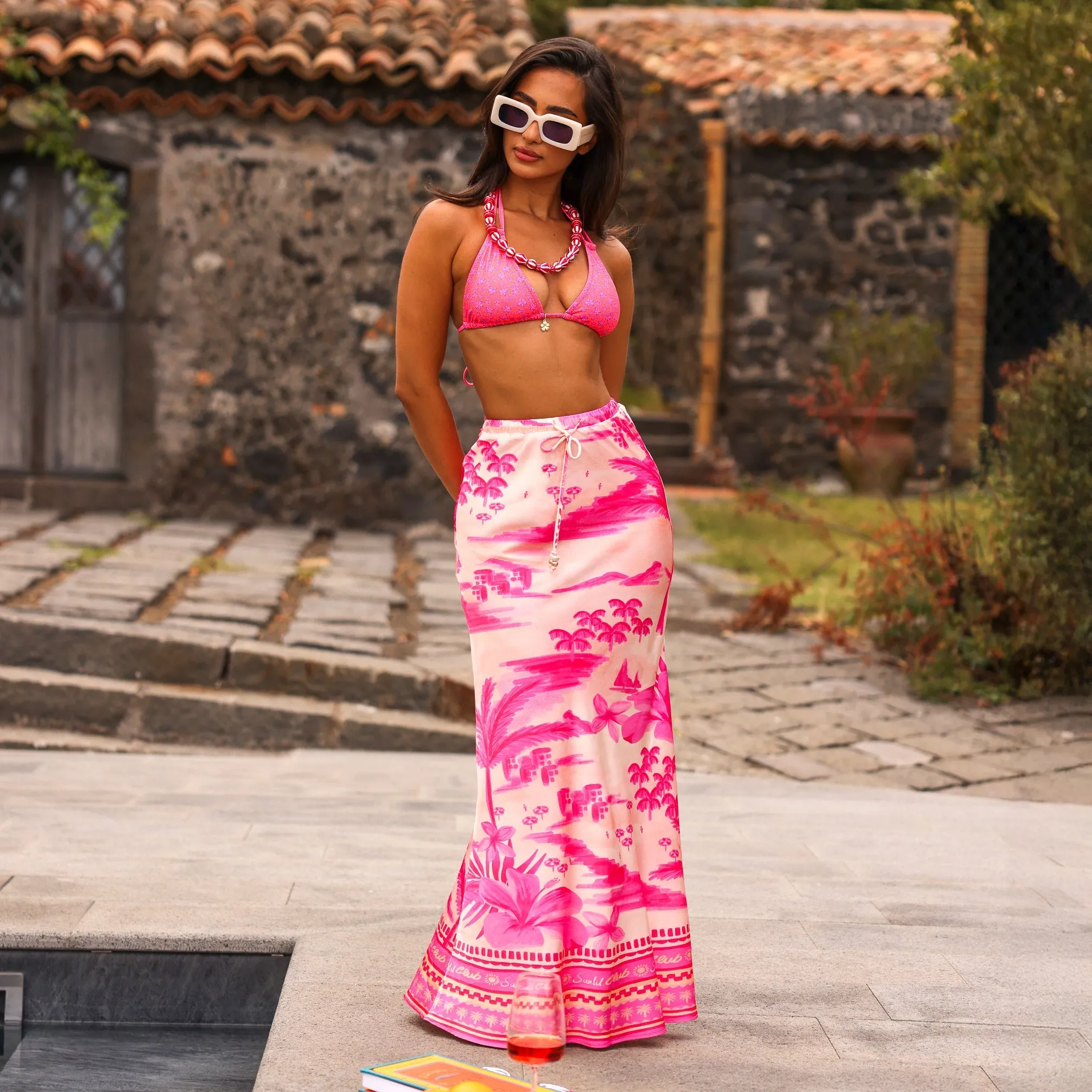 Bias Drawstring Maxi Skirt - Sippin Pretty sold by Kulani Kinis product image thumbnail 4