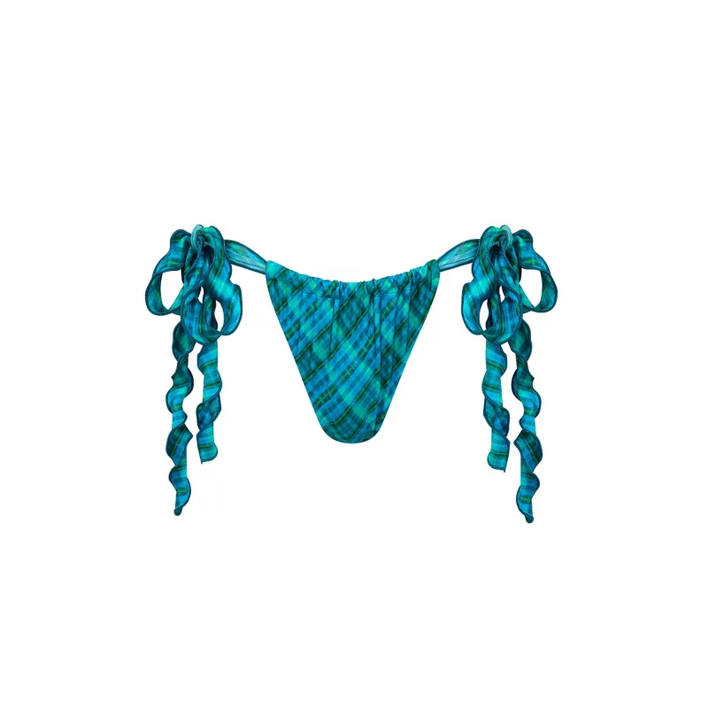Lettuce Tie Ruched Thong Bikini Bottom - Tropic Dip sold by Kulani Kinis