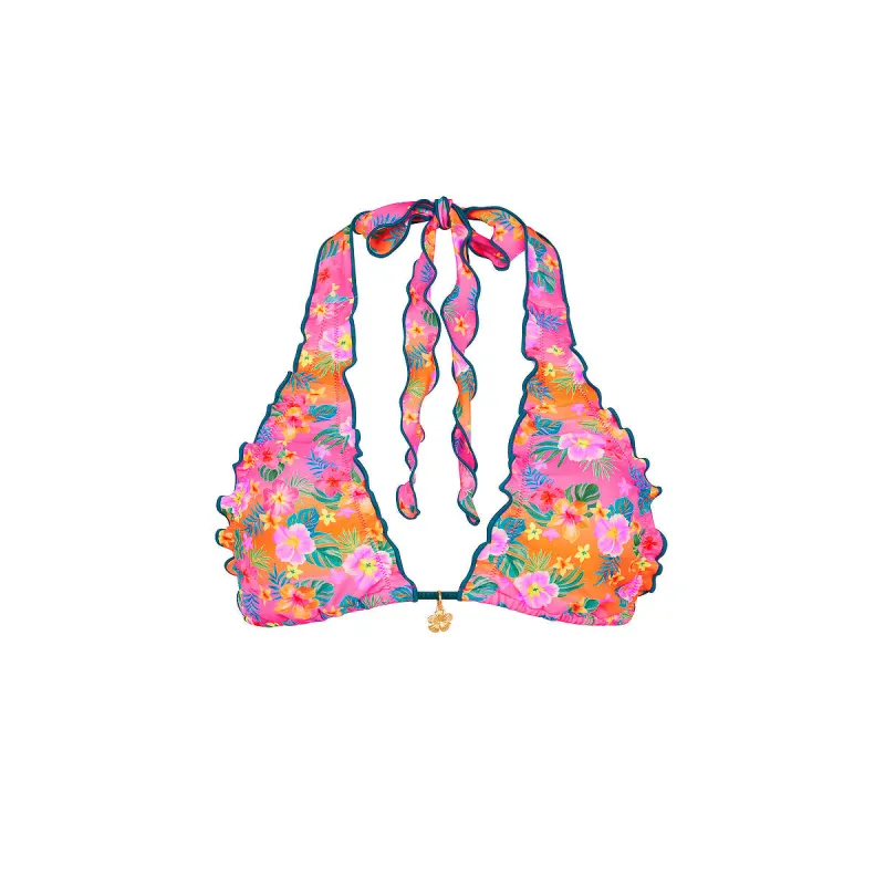 Lettuce Edge Halter Bikini Top - Summer Glow sold by Kulani Kinis