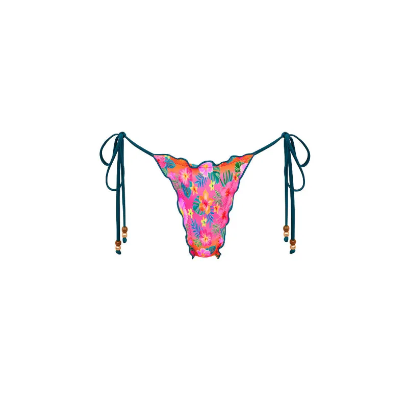 Lettuce Edge Thong Tie Bikini Bottom - Summer Glow sold by Kulani Kinis