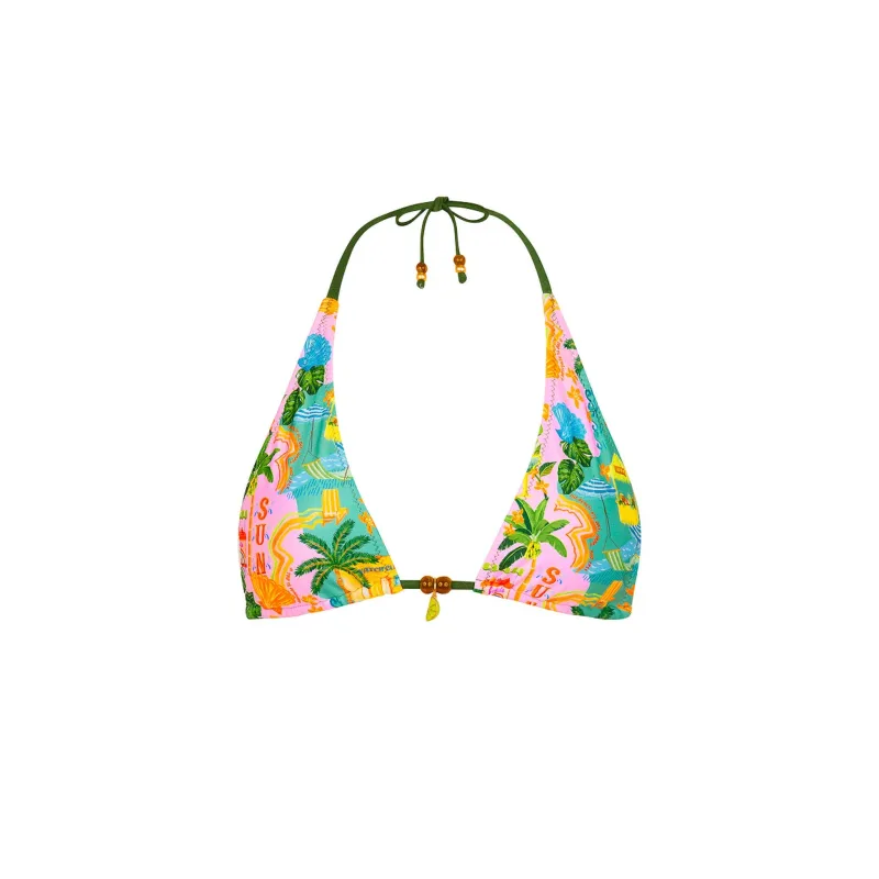 Classic Tie Halter Bikini Top - Sunlit Spritz sold by Kulani Kinis