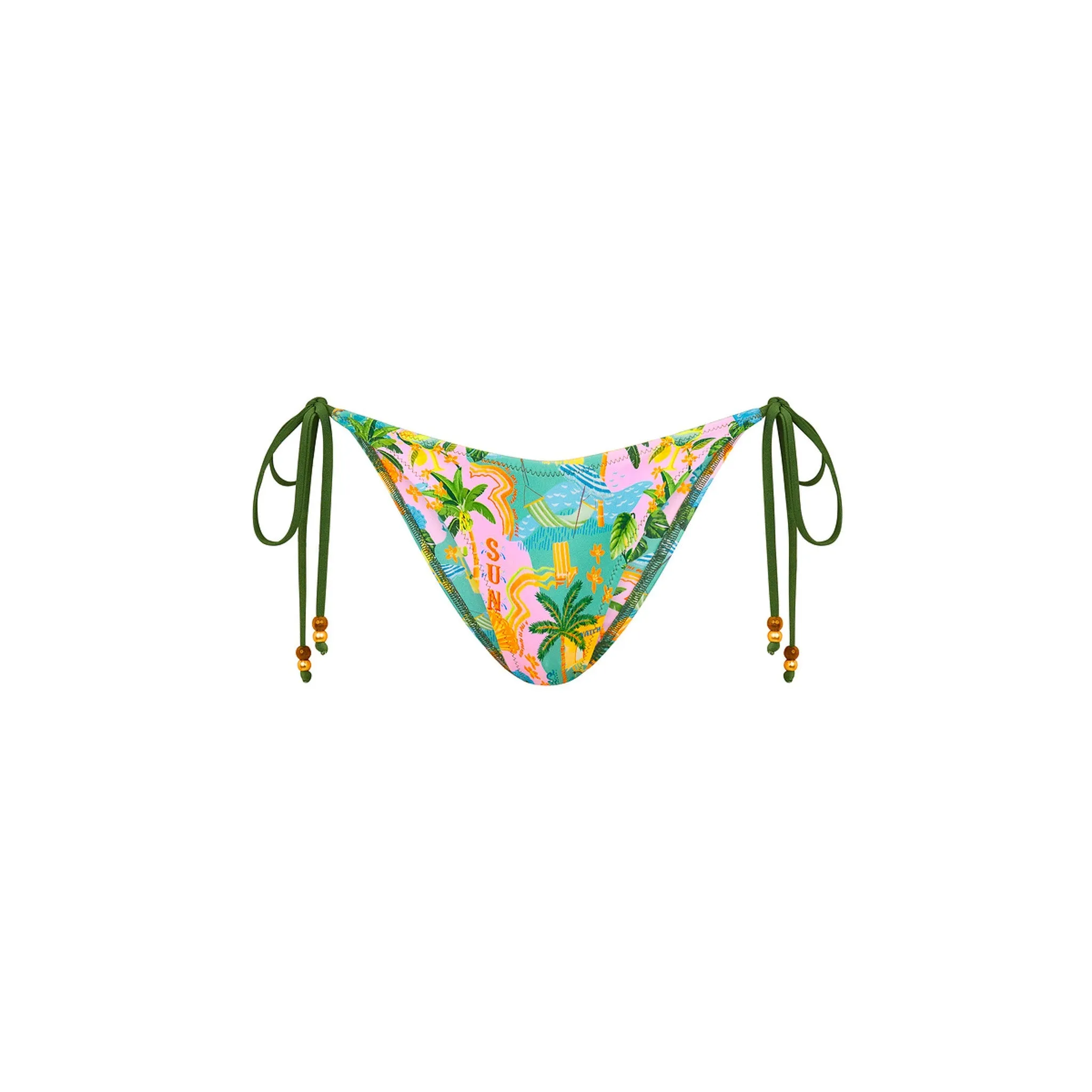 Dipped Cheeky Tie Bikini Bottom - Sunlit Spritz sold by Kulani Kinis