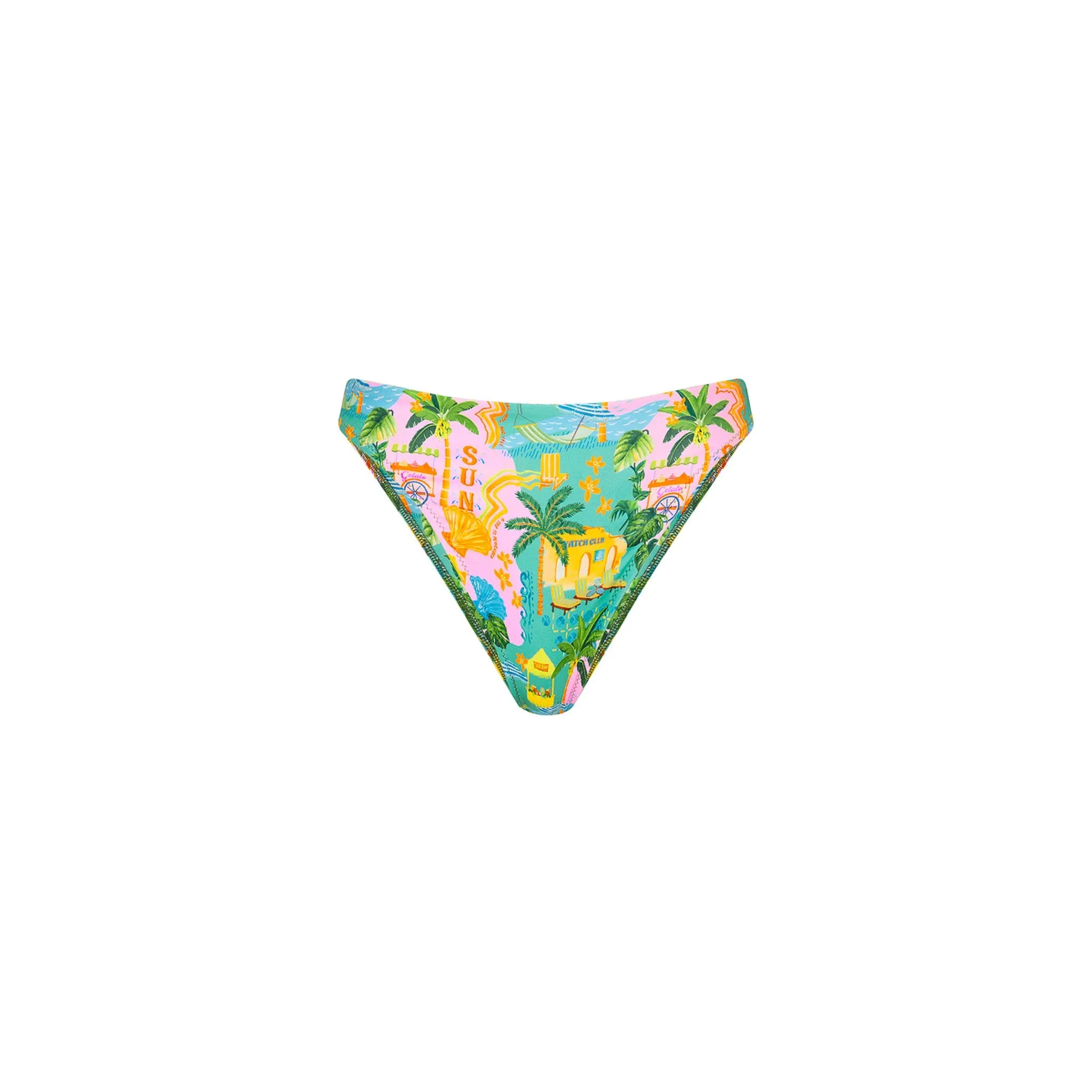 High Leg Full Vintage Bikini Bottom - Sunlit Spritz sold by Kulani Kinis