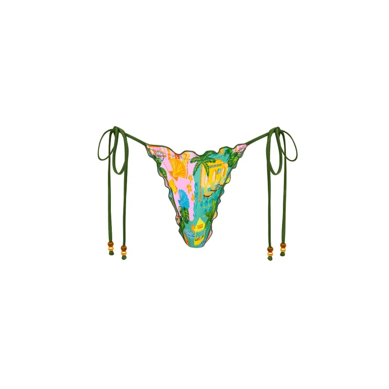 Lettuce Edge Thong Tie Bikini Bottom - Sunlit Spritz sold by Kulani Kinis