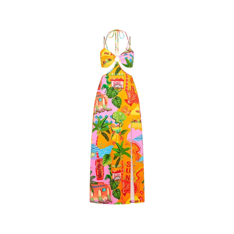 Beaded Cut Out Maxi Dress - Sunlit Spritz sold by Kulani Kinis