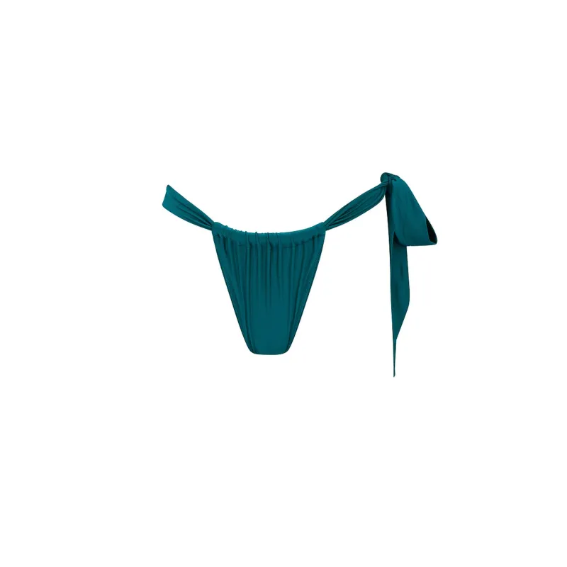 Soft Tie Ruched Thong Bikini Bottom - Laguna Haze sold by Kulani Kinis