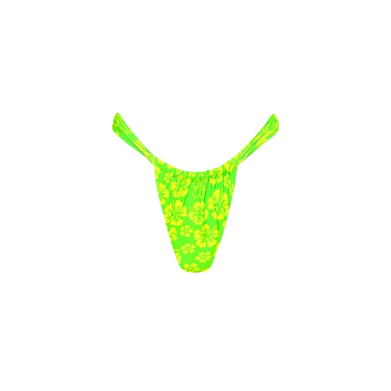 Ruched Thong Bikini Bottom - Aloha Lime sold by Kulani Kinis