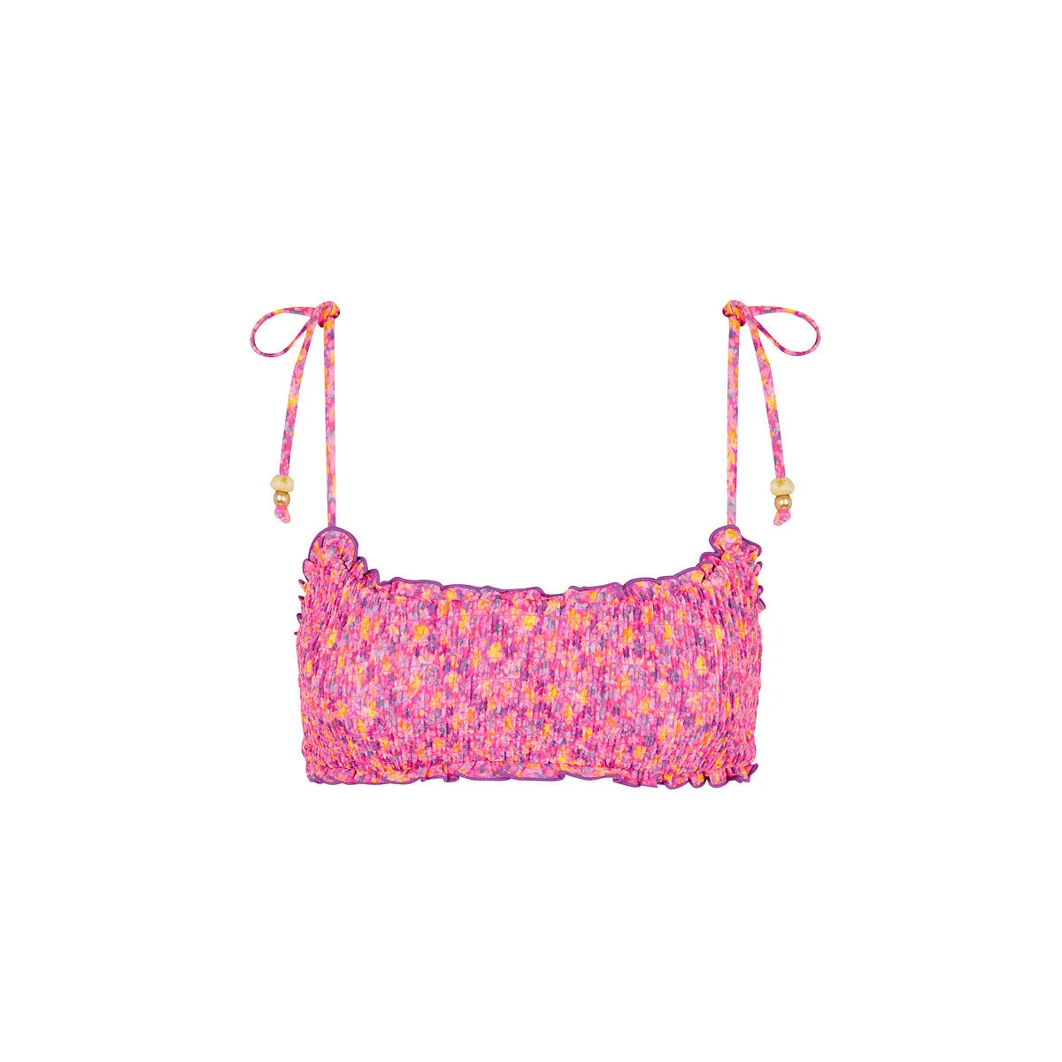 Shirred Crop Tie Bikini Top - Gelato Bloom sold by Kulani Kinis