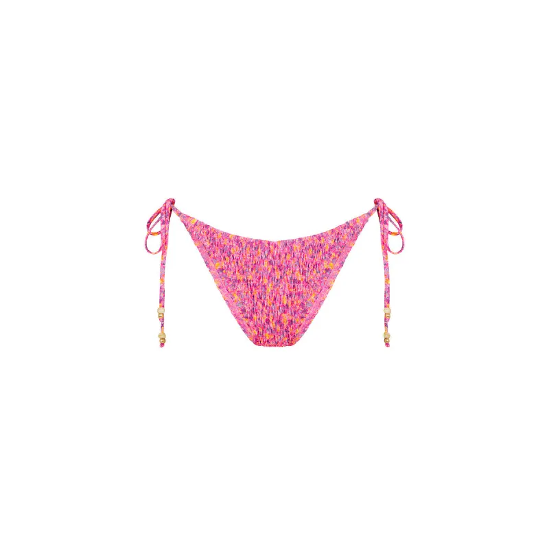 Shirred Dipped Cheeky Tie Bikini Bottom - Gelato Bloom sold by Kulani Kinis