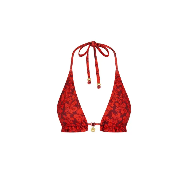 Frill Halter Bralette Bikini Top - Sassy Sangria sold by Kulani Kinis