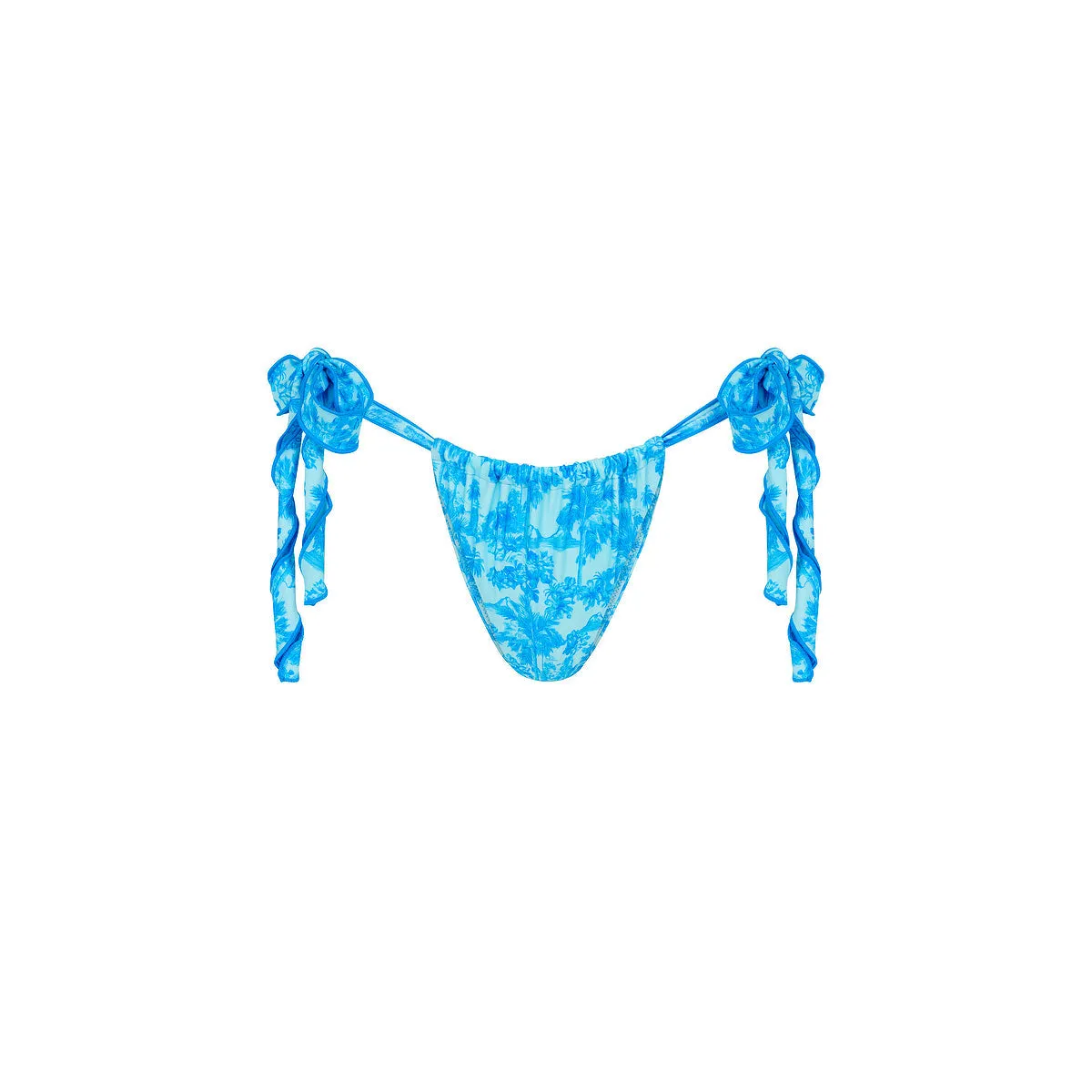 Lettuce Tie Ruched Thong Bikini Bottom - Ocean Paradise sold by Kulani Kinis
