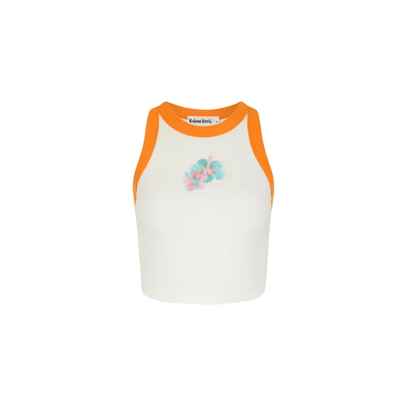 Embroidered Bind Crop Tank - Aloha Crush made by Kulani Kinis