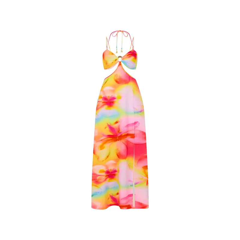 Beaded Cut Out Maxi Dress - Frangipani Swirl made by Kulani Kinis