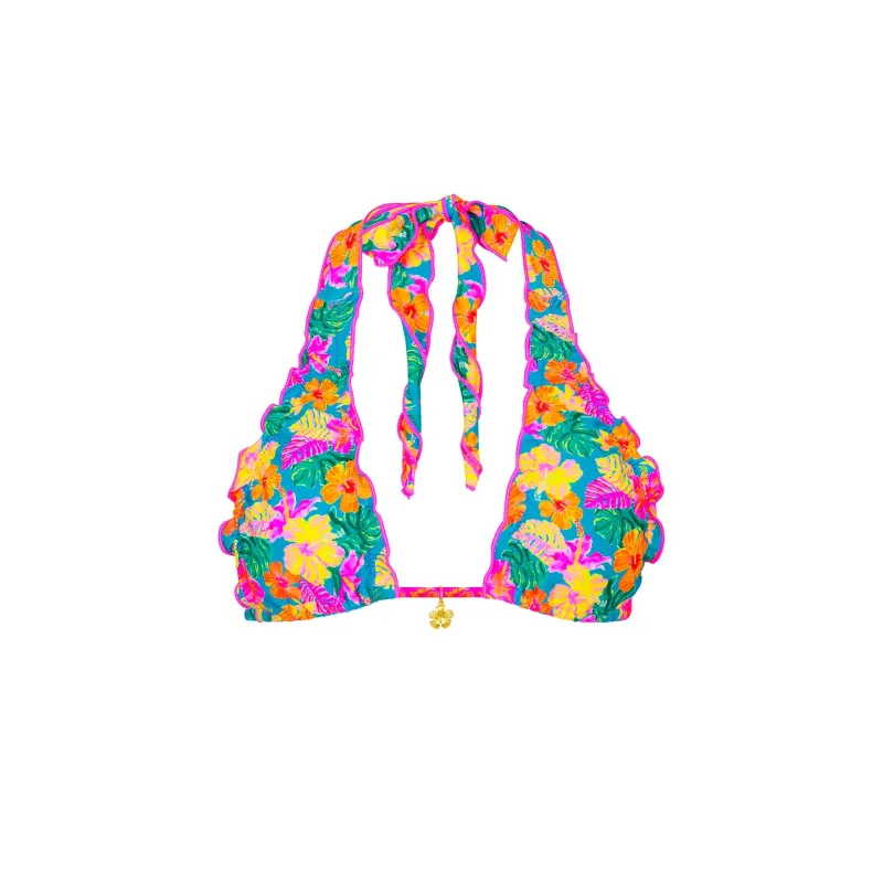 Lettuce Edge Halter Bikini Top - Paradise Pop sold by Kulani Kinis