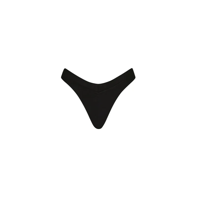 Wide Bind High Leg Thong Bikini Bottom - Twilight Black made by Kulani Kinis