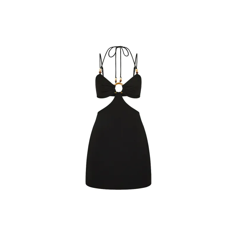 Beaded Cut Out Mini Dress - Twilight Black made by Kulani Kinis