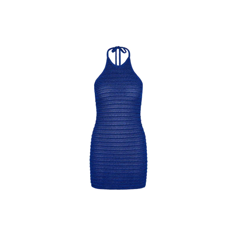 Metallic Knit Halter Mini Dress - Blue Lagoon made by Kulani Kinis