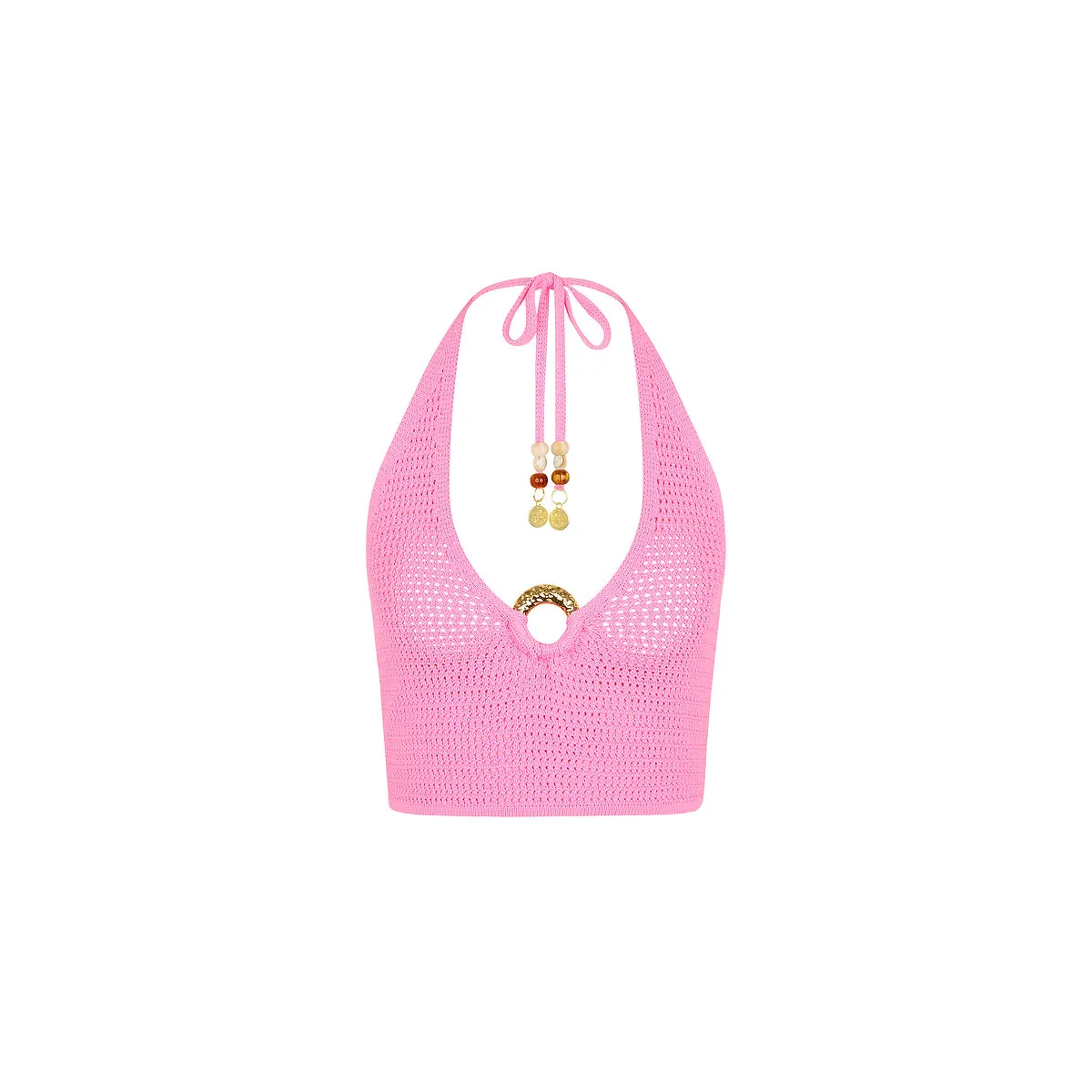Knit Ring Halter Crop Top - Bubblegum sold by Kulani Kinis