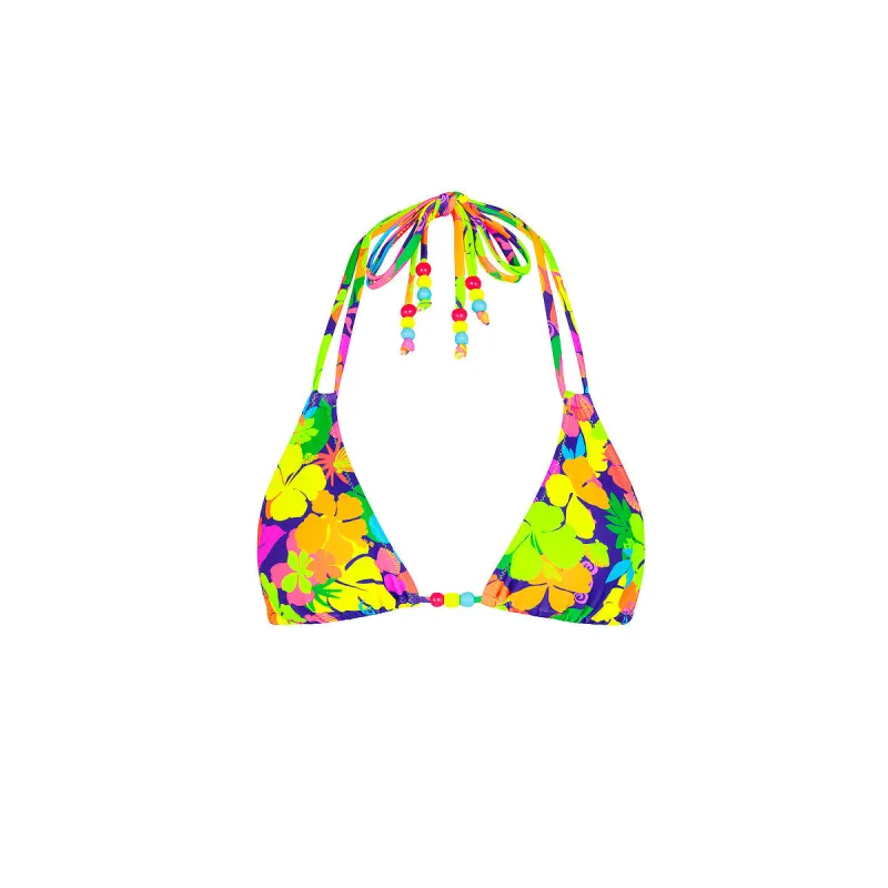 Halter Bralette Bikini Top - Neon Sunset made by Kulani Kinis