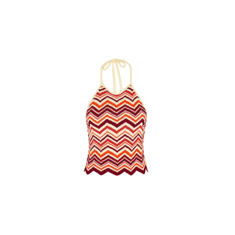Chevron Knit Halter Crop Top - Toffee Twist made by Kulani Kinis