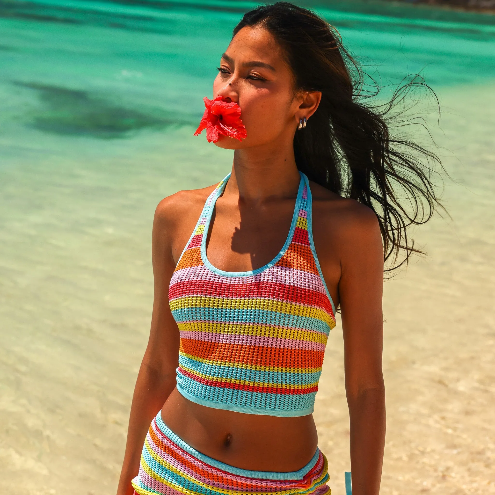 Knit Halter Tie Top - Sunset Strip sold by Kulani Kinis product image thumbnail 5