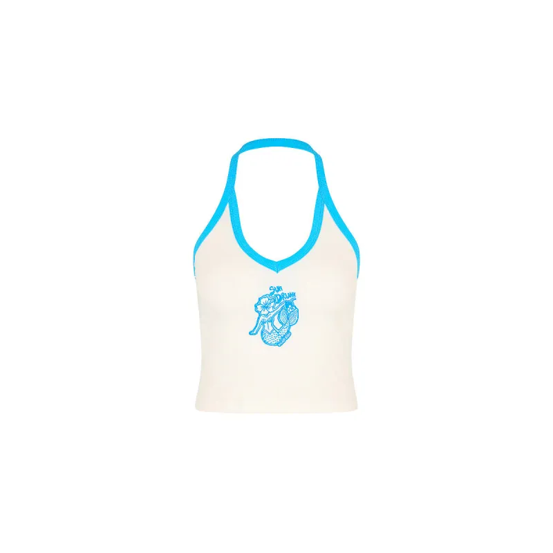 Embroidered Dip Halter Tank - Sun Drunk made by Kulani Kinis