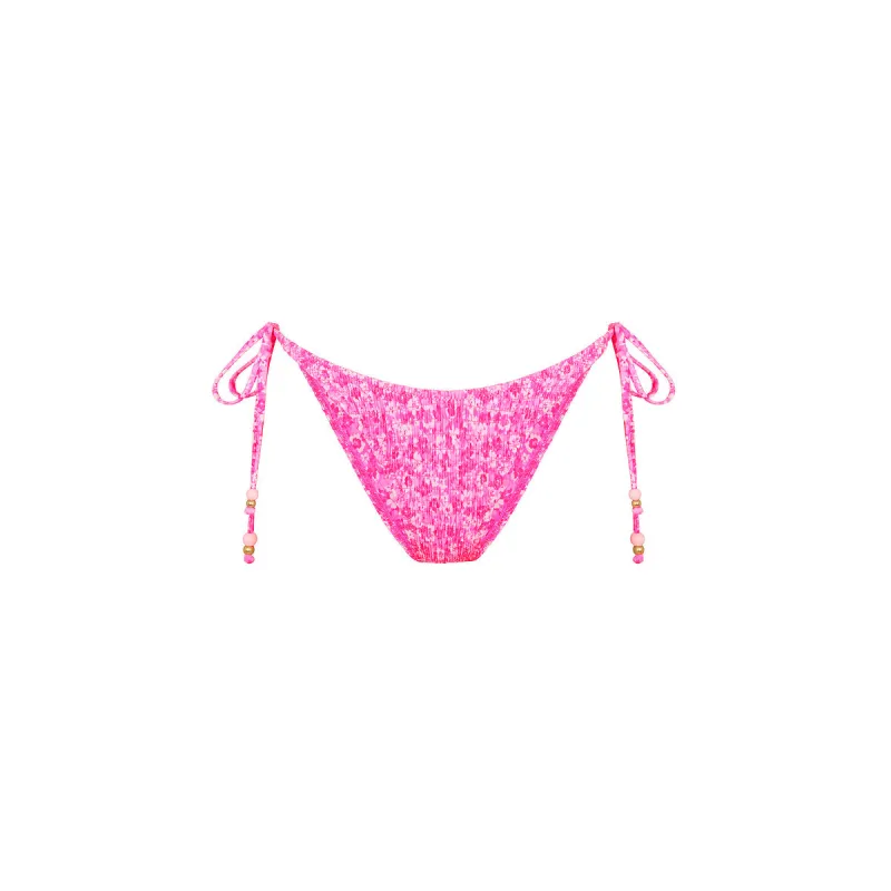 Shirred Dipped Cheeky Tie Bikini Bottom - Berry Burst made by Kulani Kinis