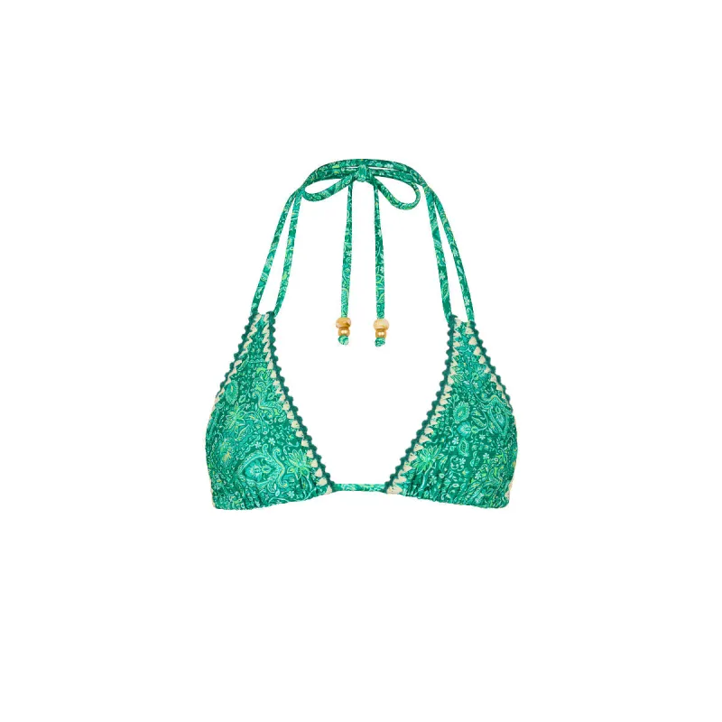 Crochet Halter Bikini Top - Emerald Aura made by Kulani Kinis