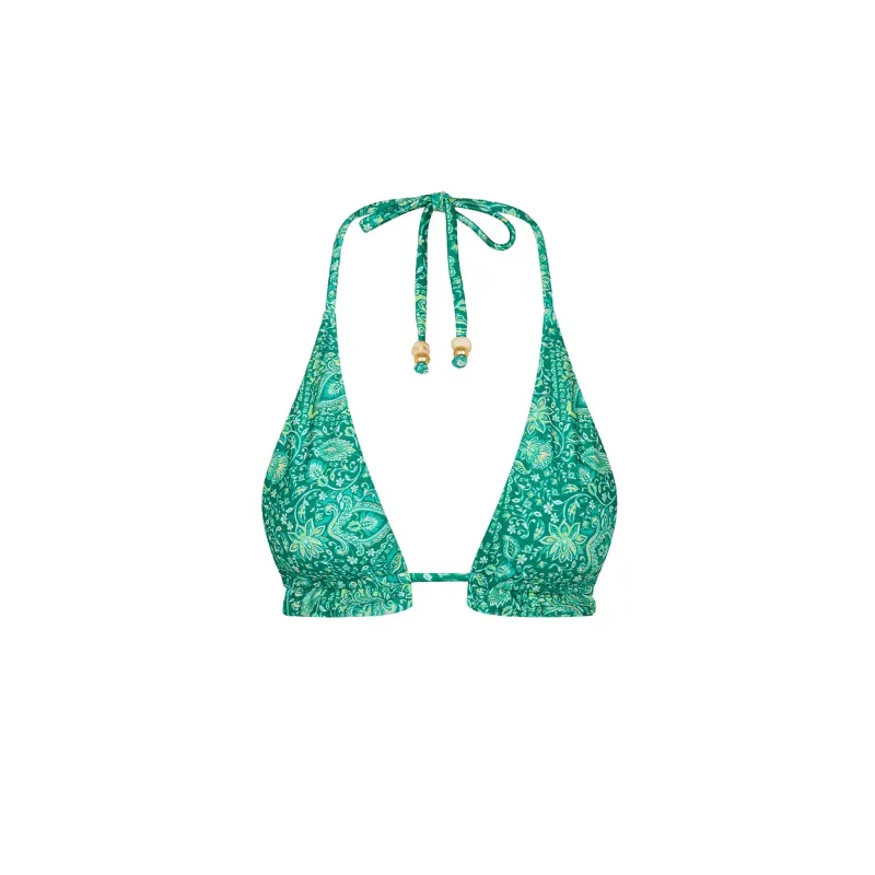 Frill Halter Bralette Bikini Top - Emerald Aura made by Kulani Kinis