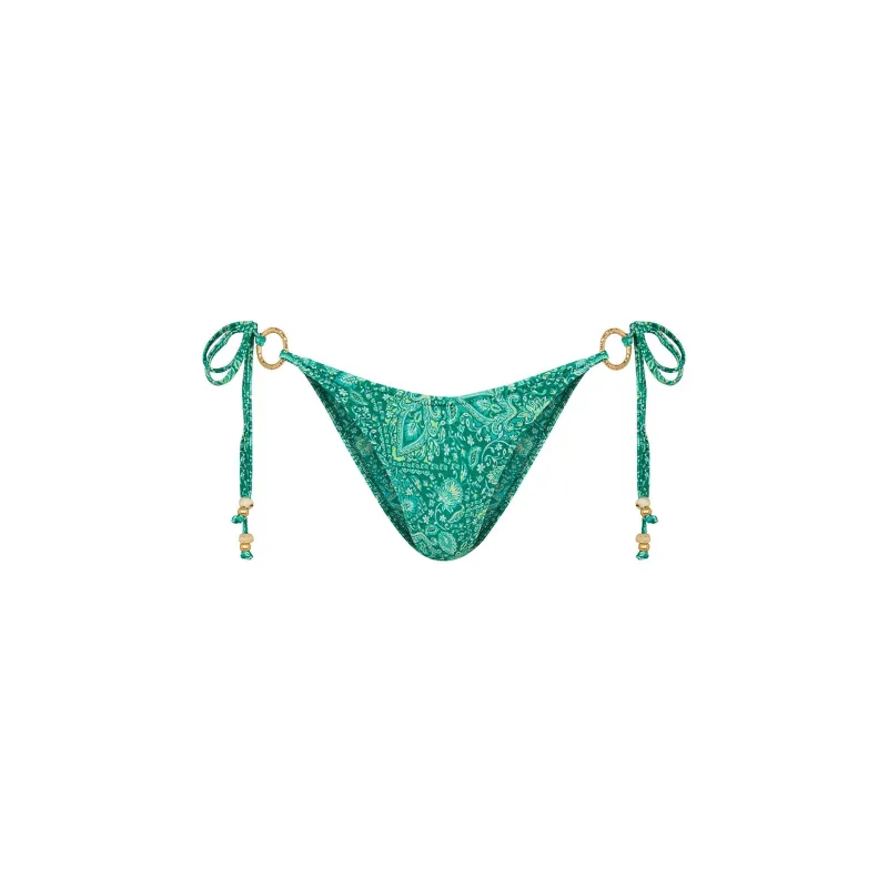 Ring Cheeky Tie Bikini Bottom - Emerald Aura made by Kulani Kinis