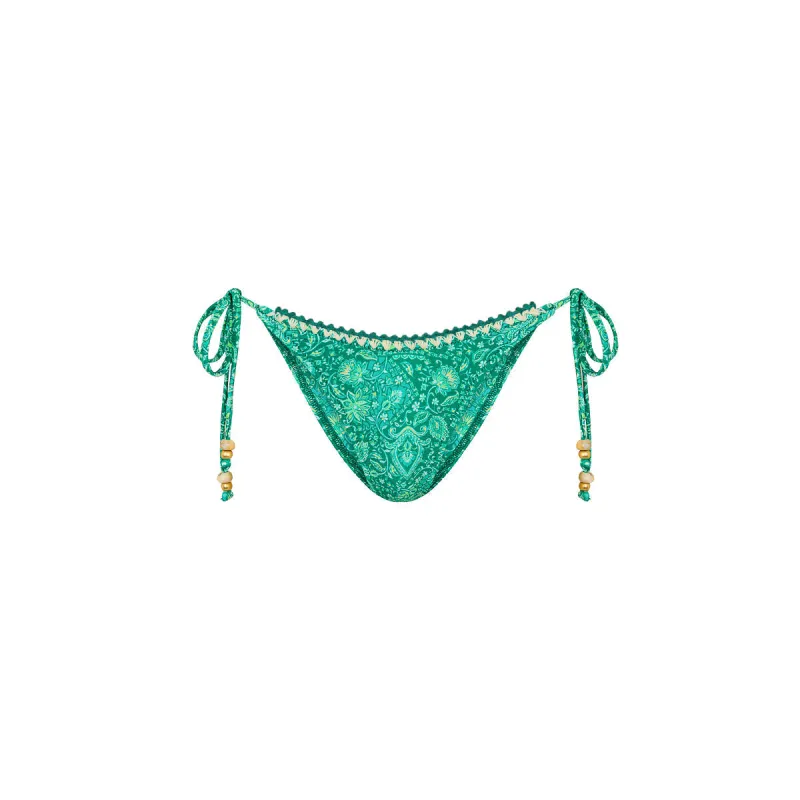 Crochet Dipped Cheeky Tie Bikini Bottom - Emerald Aura made by Kulani Kinis