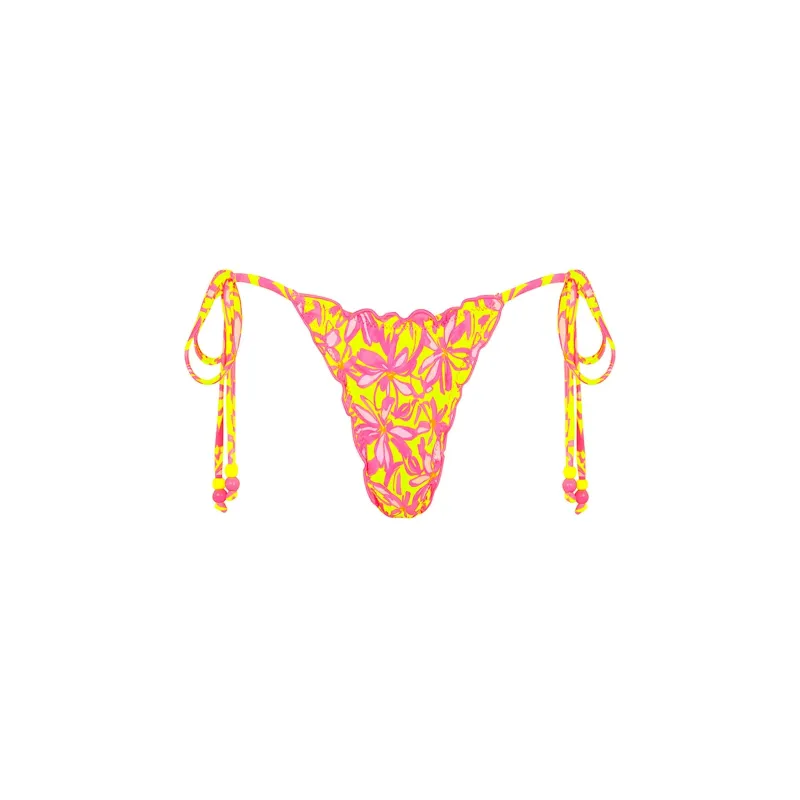 Lettuce Edge Thong Tie Bikini Bottom - Sherbet Skies made by Kulani Kinis