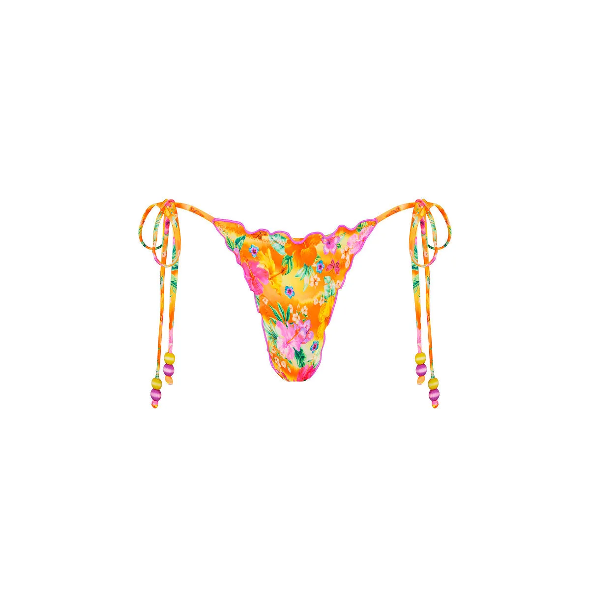 Lettuce Edge Thong Tie Bikini Bottom - Peachy Pocket sold by Kulani Kinis