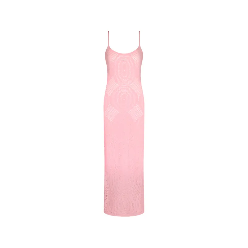 Crochet Lace Knit Maxi Dress - Pocket Pink made by Kulani Kinis