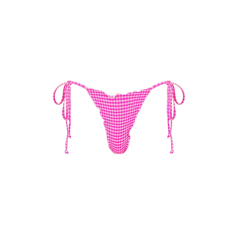 Lettuce Edge Thong Tie Bikini Bottom - Pink Diva made by Kulani Kinis