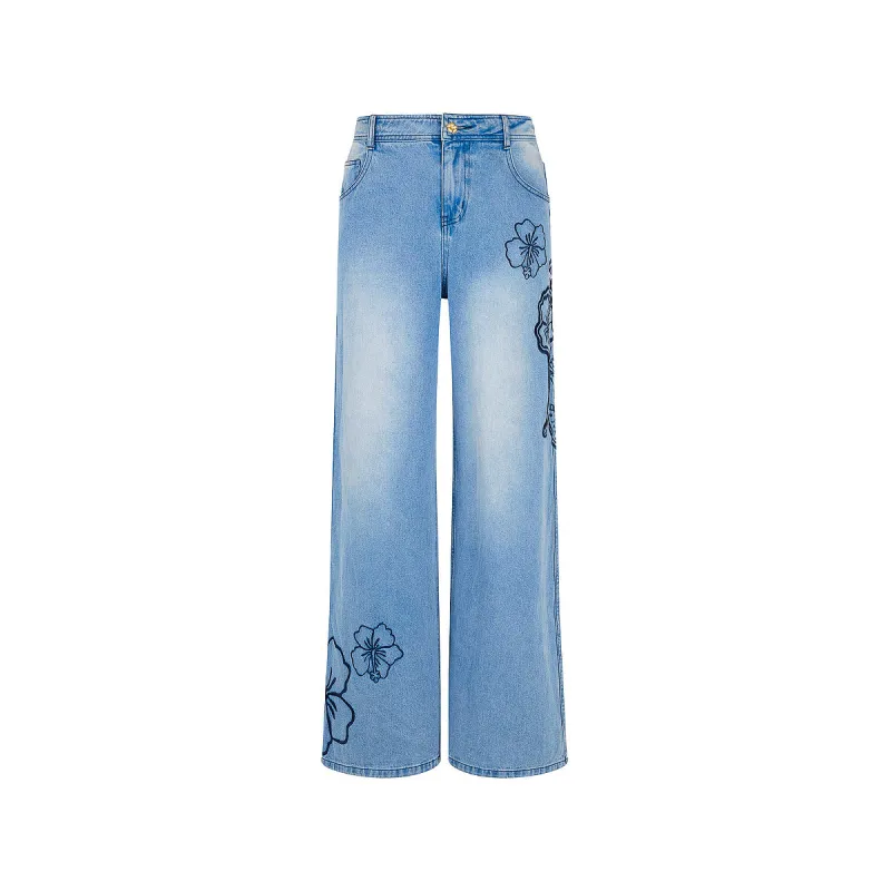 Embroidered Straight Leg Jean - Sun Drunk made by Kulani Kinis