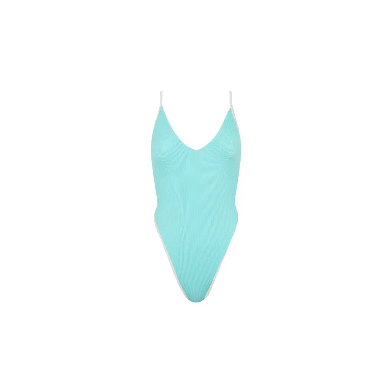 Plunge Cross Back One Piece - Calypso Blue made by Kulani Kinis