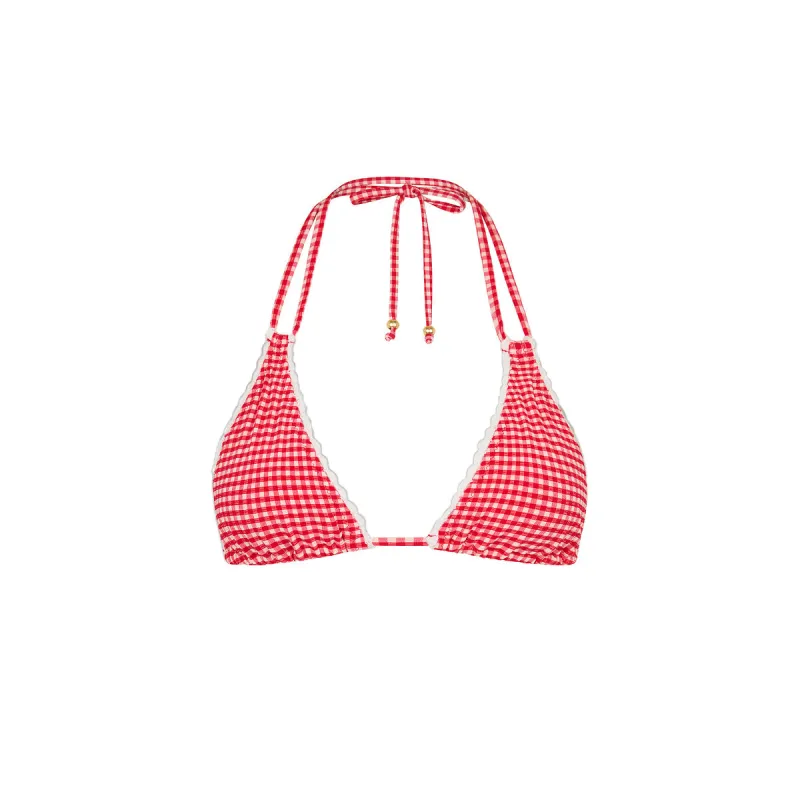 Scallop Crochet Halter Bikini Top - Strawberry Siesta made by Kulani Kinis