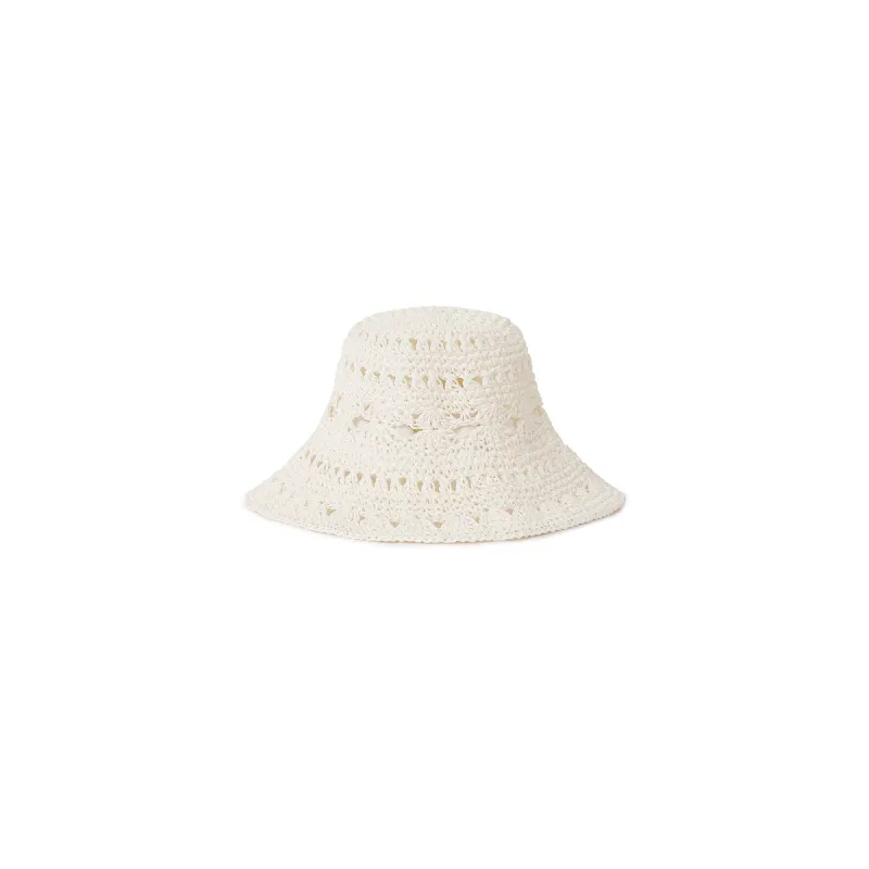 Straw Crochet Bucket Hat - Whipped White made by Kulani Kinis