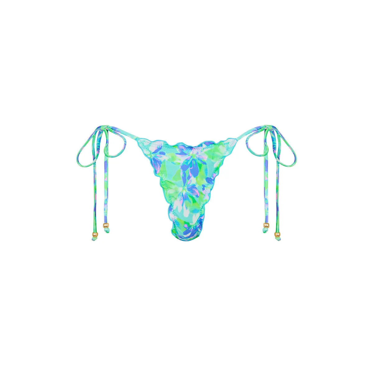 Lettuce Edge Thong Tie Bikini Bottom - Monaco Whispers sold by Kulani Kinis