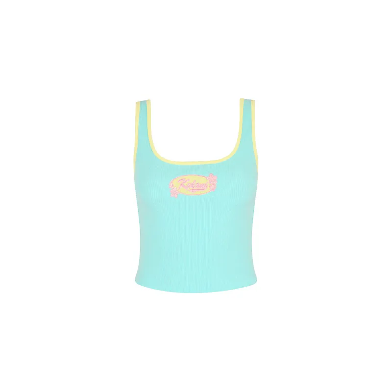 Embroidered Square Neck Tank Top - Pastel Tides made by Kulani Kinis