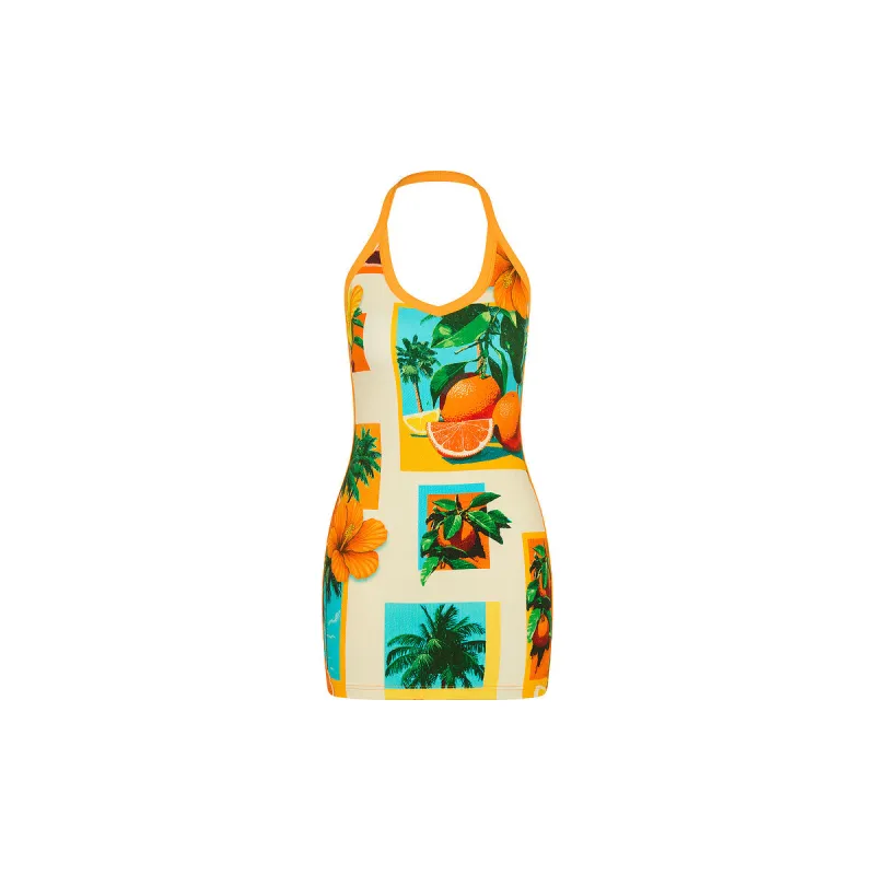 Dip Halter Mini Dress - Citrus Sea made by Kulani Kinis